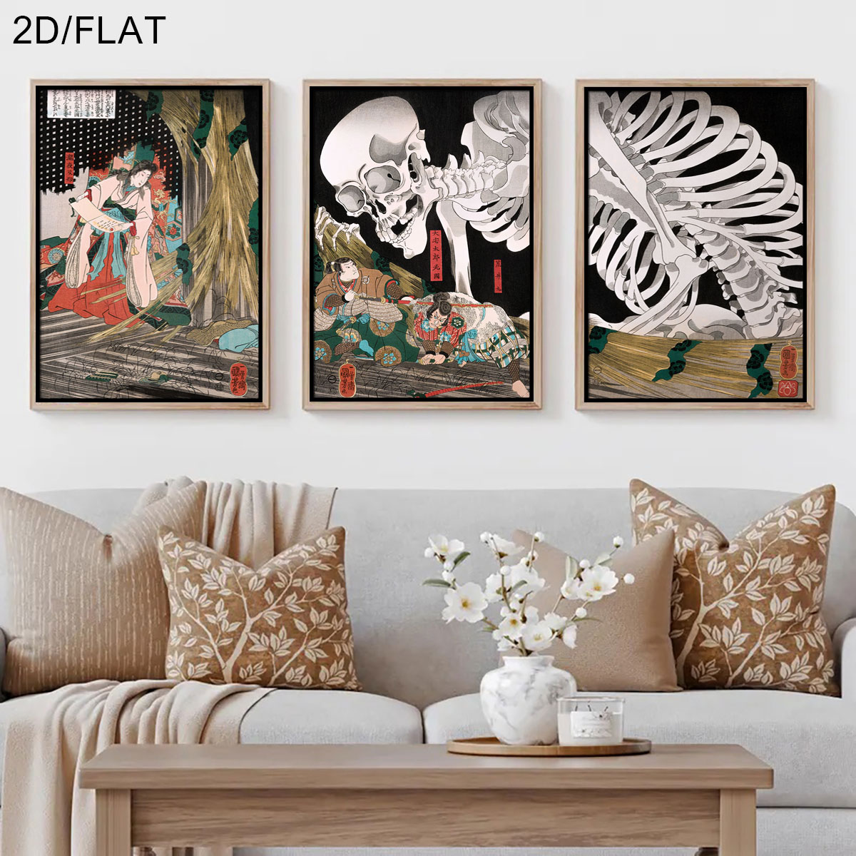3pcs Retro Japanese Takiyasha  - огляд і ціна Art Print Framed