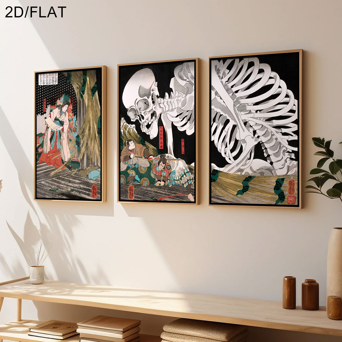 3pcs Retro Japanese Takiyasha  - огляд і ціна Art Print Framed