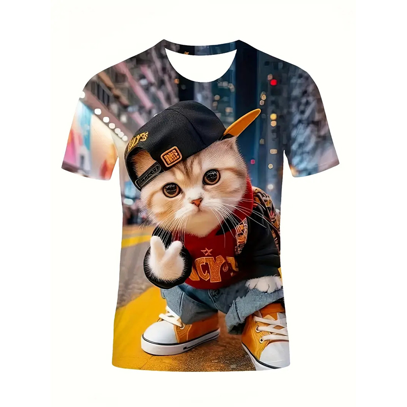 Cat Pattern Funny T-shirt Men' - огляд і ціна Popular Anime Merchandise