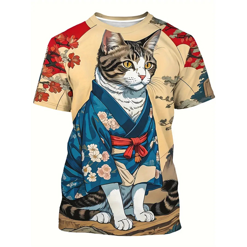Cat Pattern Funny T-shirt Men' - огляд і ціна Popular Anime Merchandise